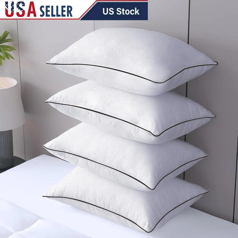 King Size Pillows Set of 4 Soft Supportive Down Alternative Filling Breathable Machine Washable Quality Sleeping Pillows