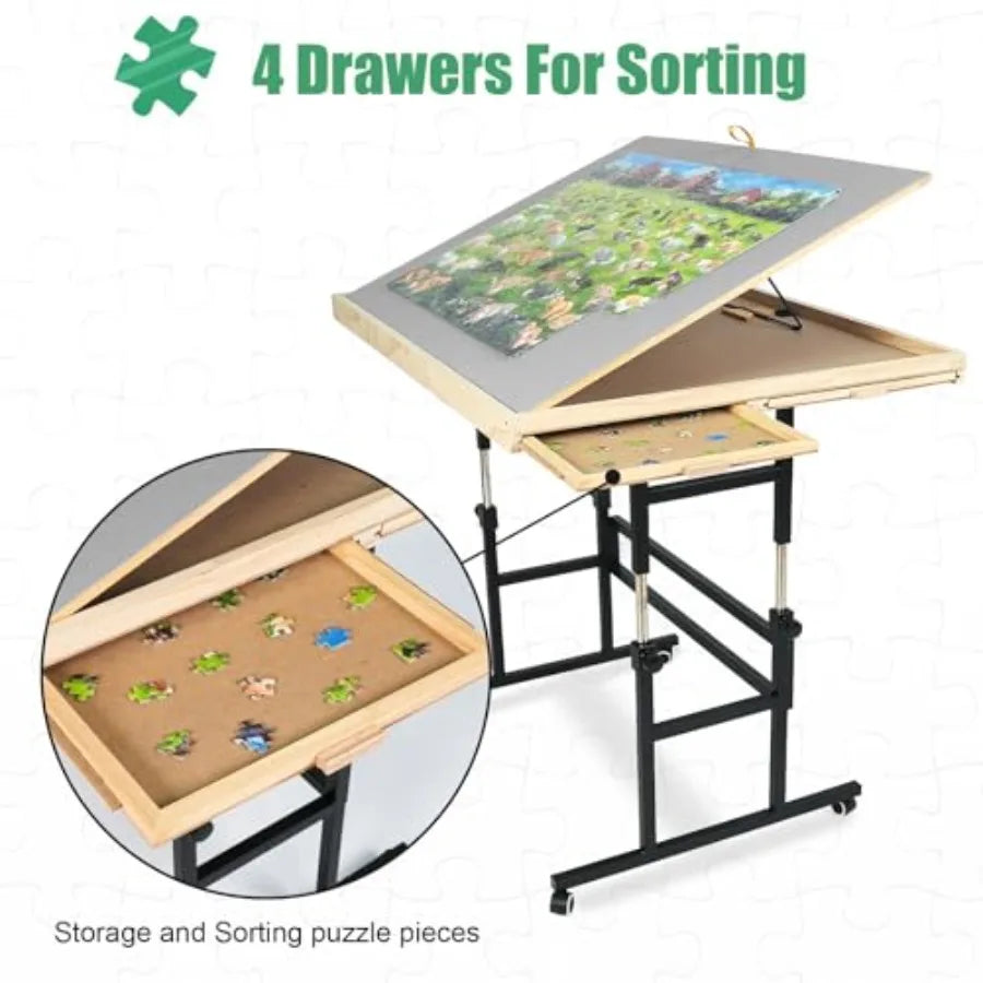 Adjustable Jigsaw Puzzle Table For Adults Tilting Angles