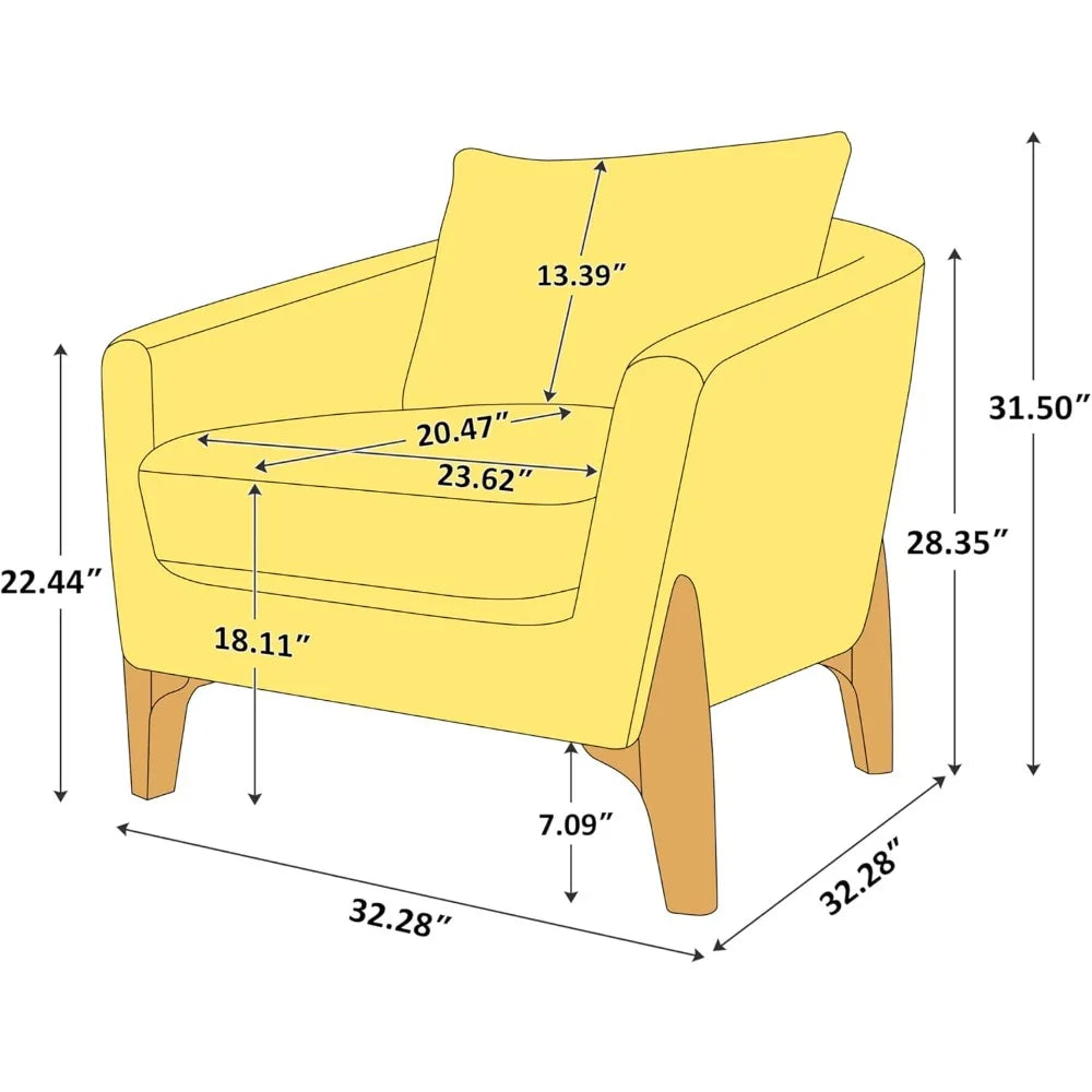 Boucle Upholstered Reading Accent Chair With Back Pillow Living Room