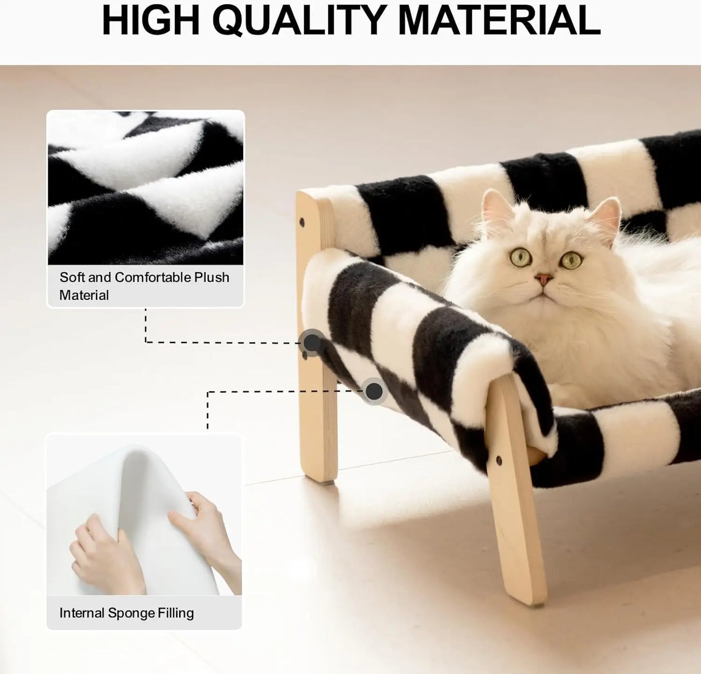 Mewoofun Cat Couch Bed Wooden Frame And Mattress Cover