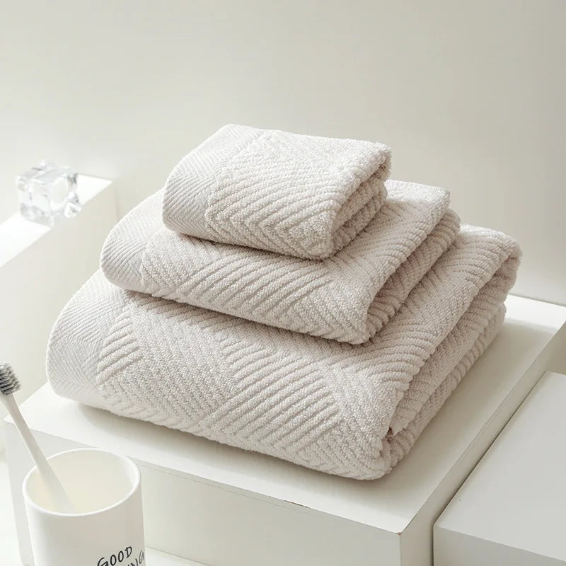 3 Piece Long Staple Cotton Bath Towel Set Quick Dry