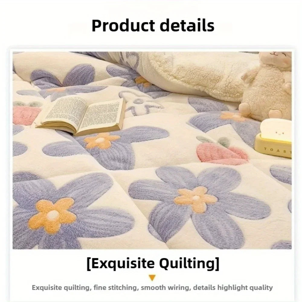All Season Thickened Wool Sherpa Quilt Set With Pillowcases
