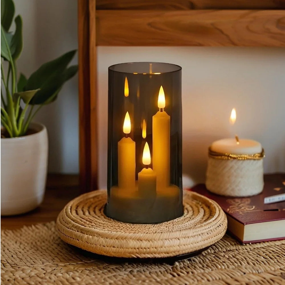 Flameless Led 3 Wick Pillar Candles For Home Decor