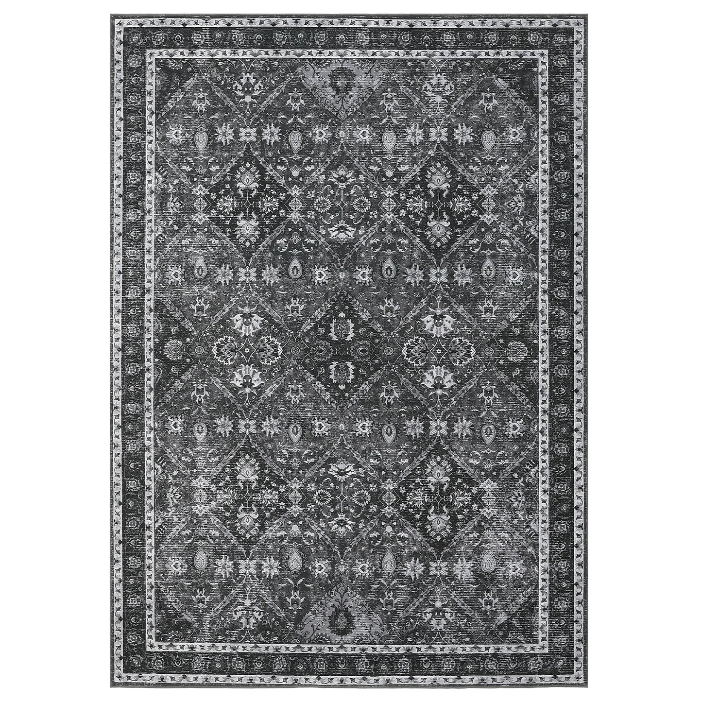 Machine Washable Moroccan Trellis Hallway Rug Non Slip Stain Resistant