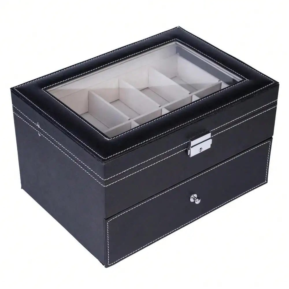 New 20 Slot Leather Watch Box Organizer for Men and Women Jewelry Storage