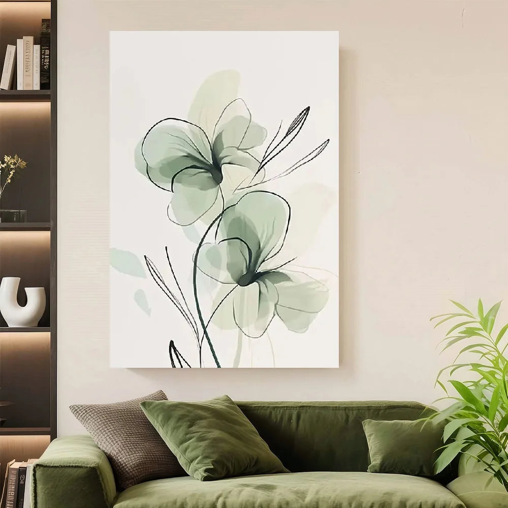 Framed Botanical Leaf Wall Art Modern Bohemian Canvas With Wood Frame