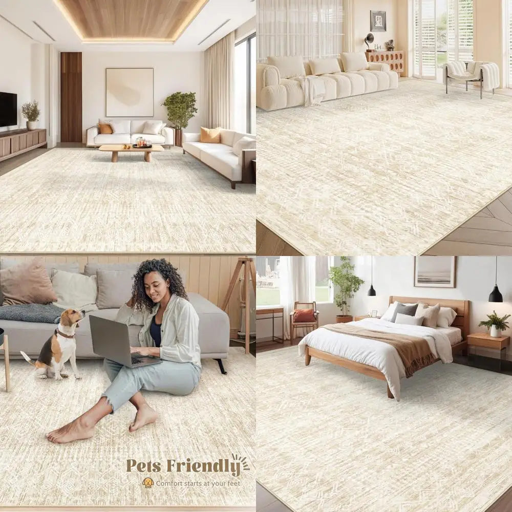 Washable Boho Moroccan Inspired Geometric Area Rug Non Slip