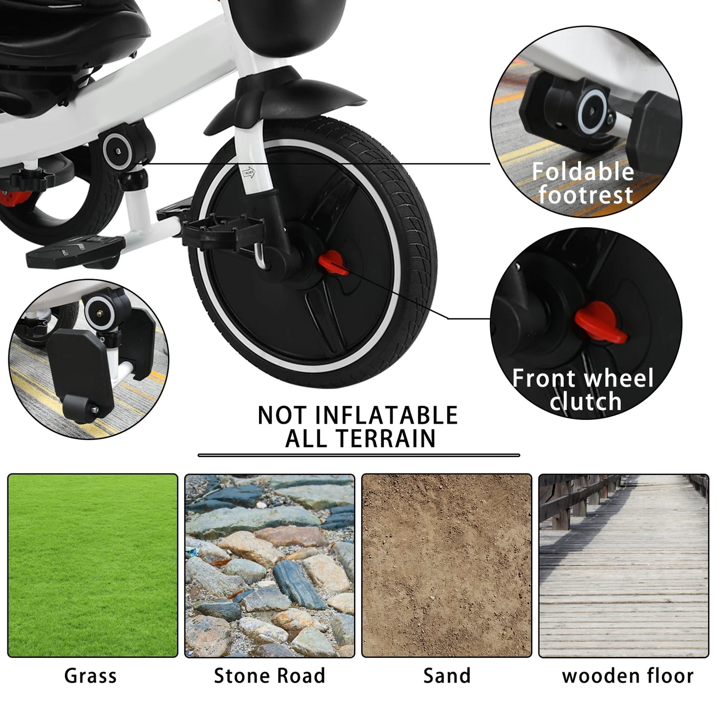 UBRAVOO Baby Stroller Tricycle Bike 360 Degree Rotation Sitting and Lying Celerity Disassembly and Assembly 18 to 60 Months HLF6018