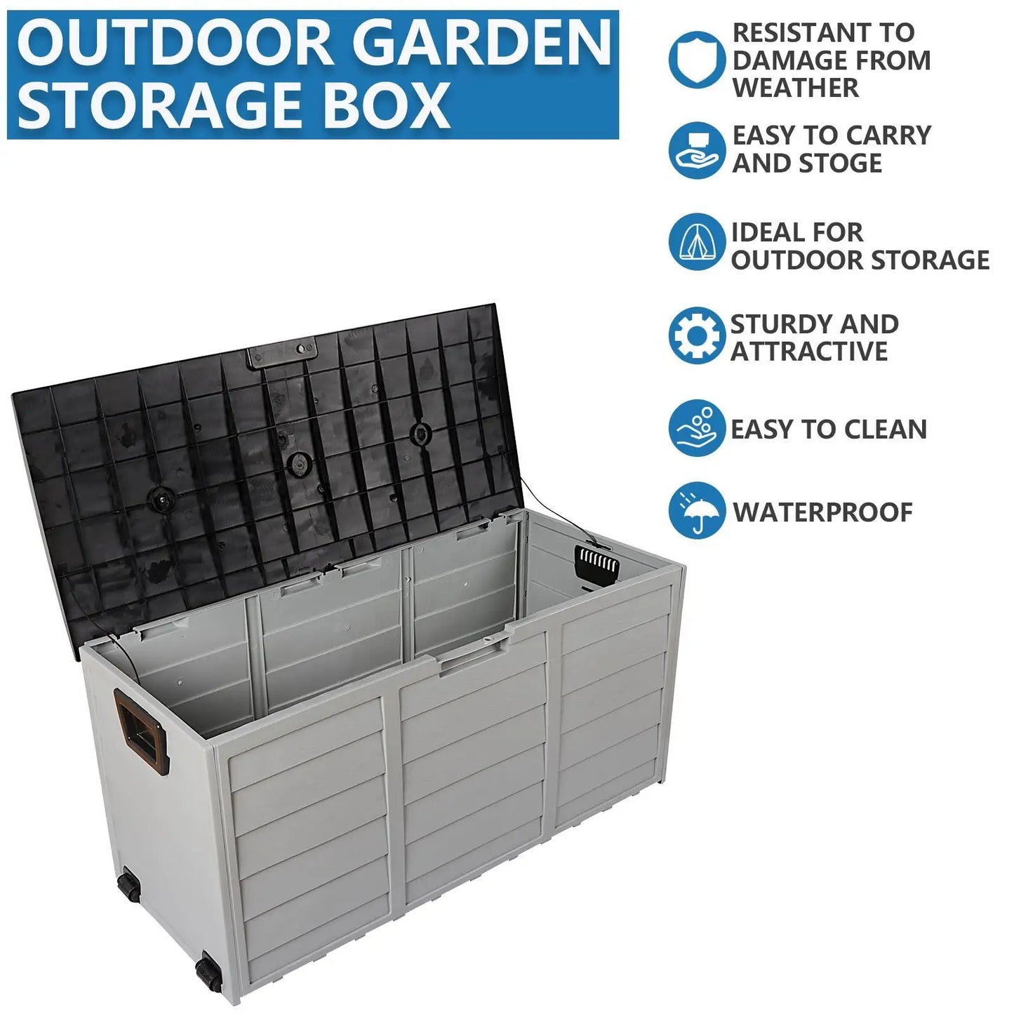 Outdoor Resin Deck Box Storage Bench Seat Waterproof