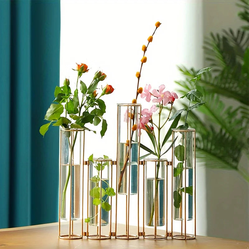 Test Tube Vase Centerpiece Set With Metal Stand For Weddings
