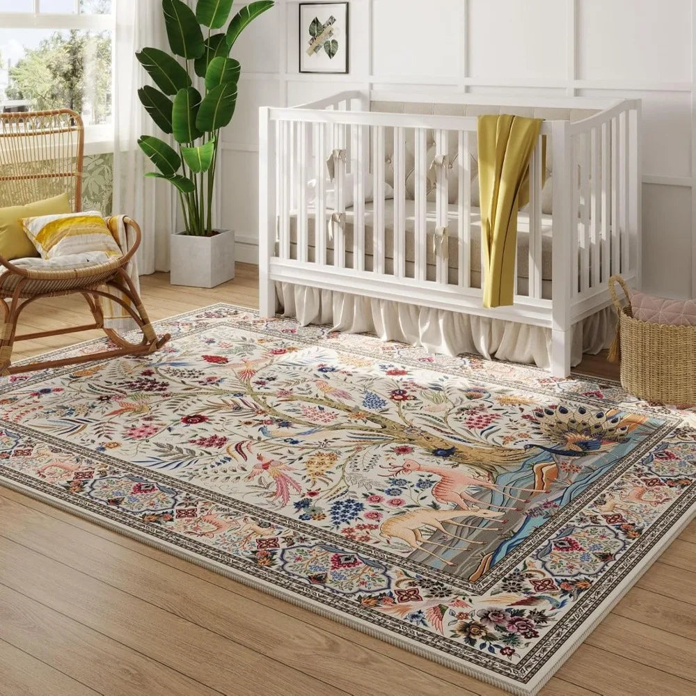 Tree Of Life Area Rug Non Slip Washable Braided Design