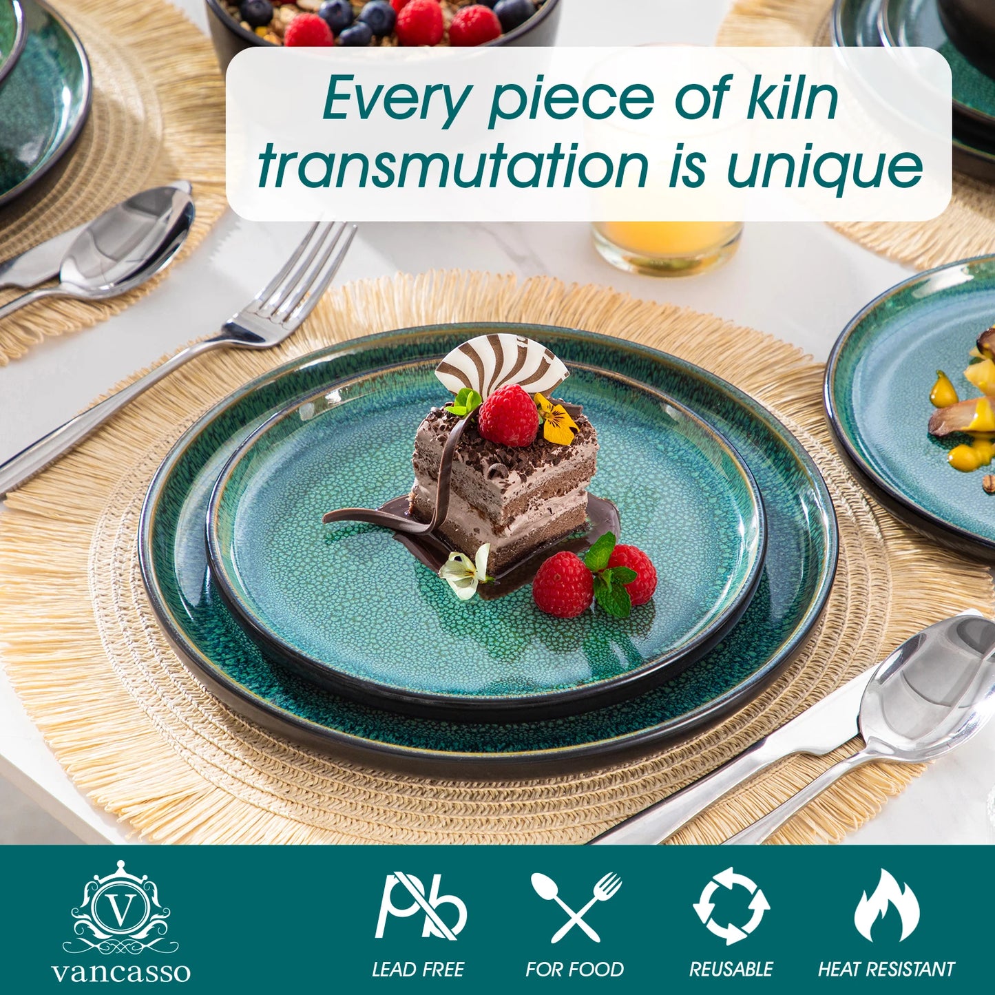 Vancasso 24 Piece Dinnerware Set Reactive Glaze Dishware