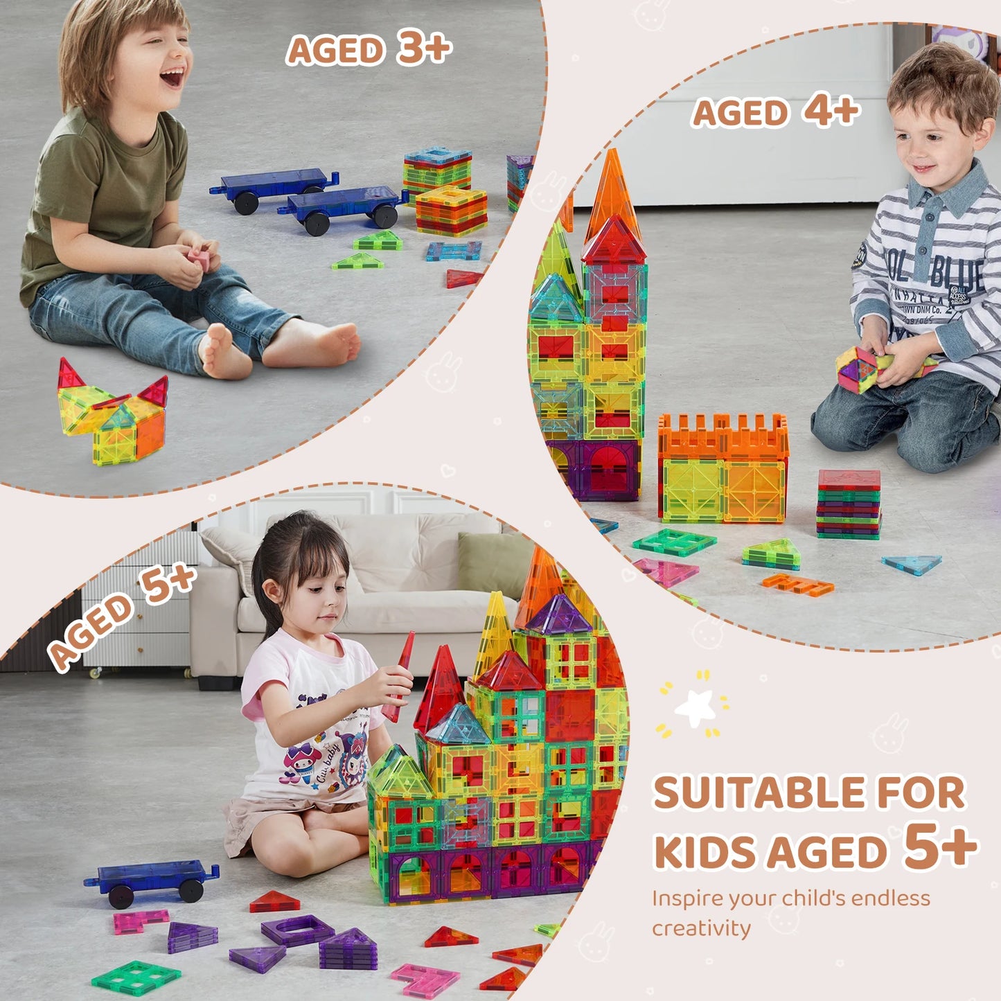 SucceBuy Magnetic Tiles Set For Montessori Educational Building Blocks PlaytimeFun