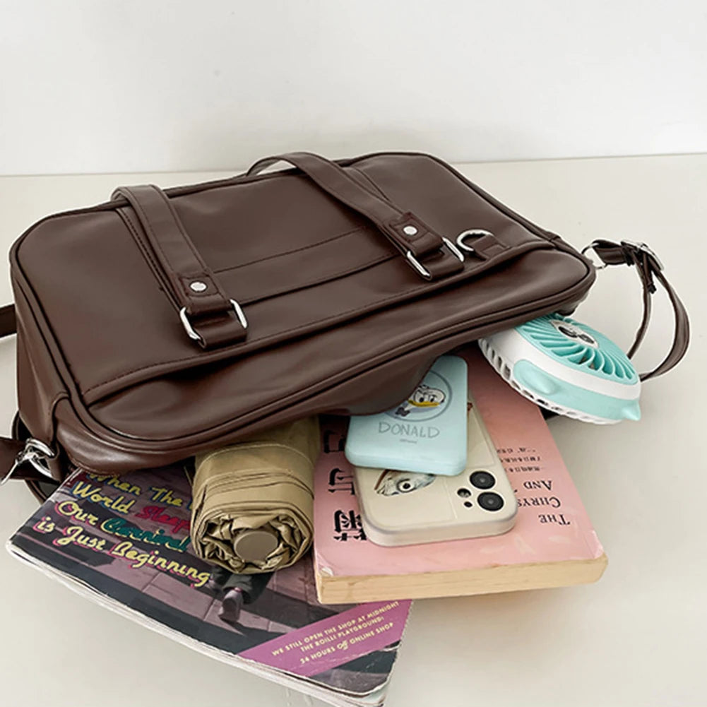 Japanese School PU Leather Ita Bag Crossbody With Adjustable Strap Messenger Bag
