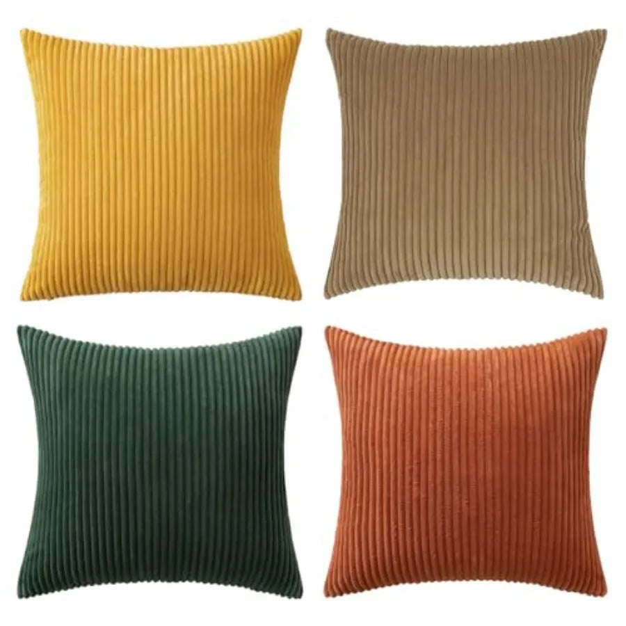 Boho Farmhouse Throw Pillow Cover Set Of 4 Corduroy Cushions