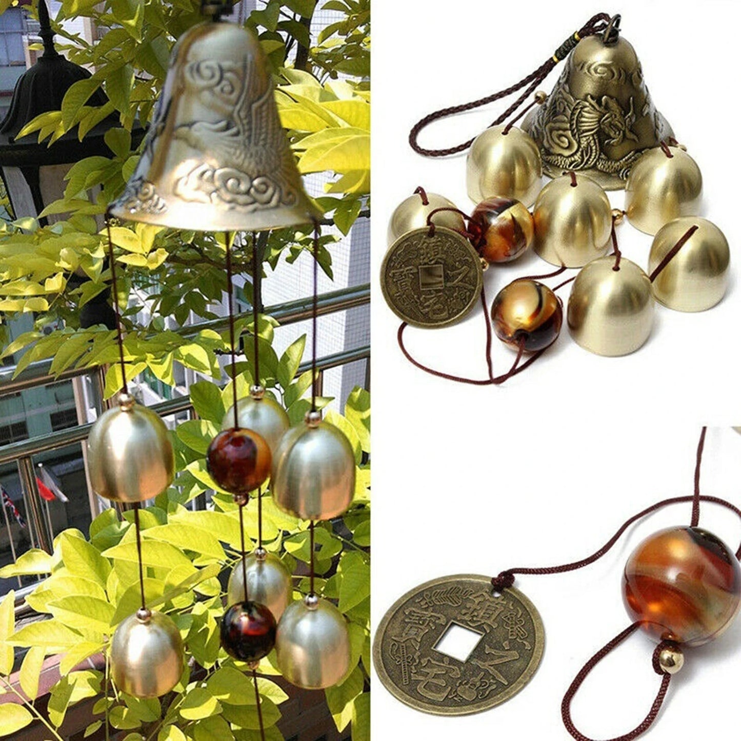 Xiangyanghua 6 Copper Bells Wind Chimes Outdoor Metal Garden Decor