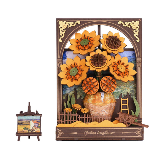 ROWOOD 3D Wooden Puzzle with LED Flower Display Tabletop