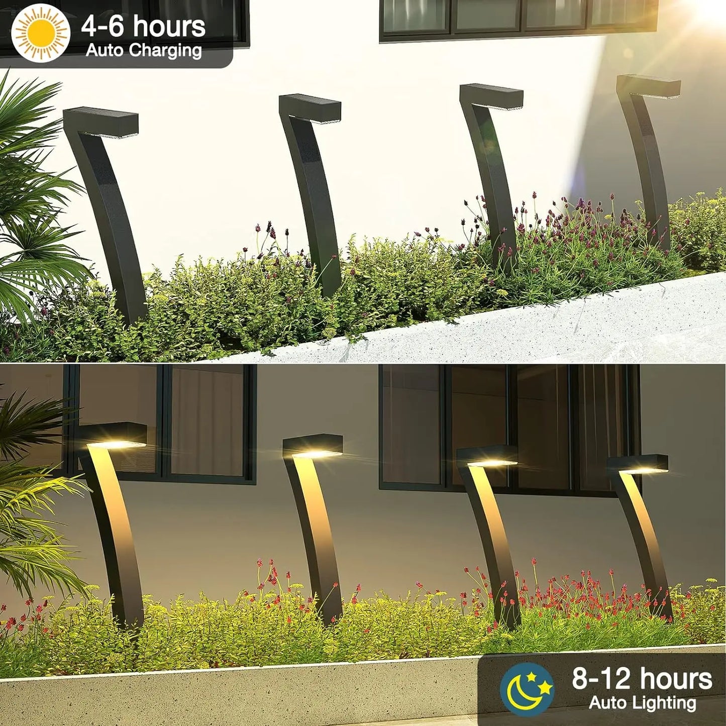 Solar Pathway Lights Outdoor Garden Auto On Off Six Pack