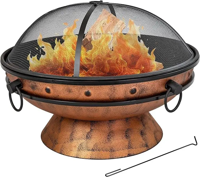 Royal Cauldron Outdoor Wood Burning Fire Pit With Screen