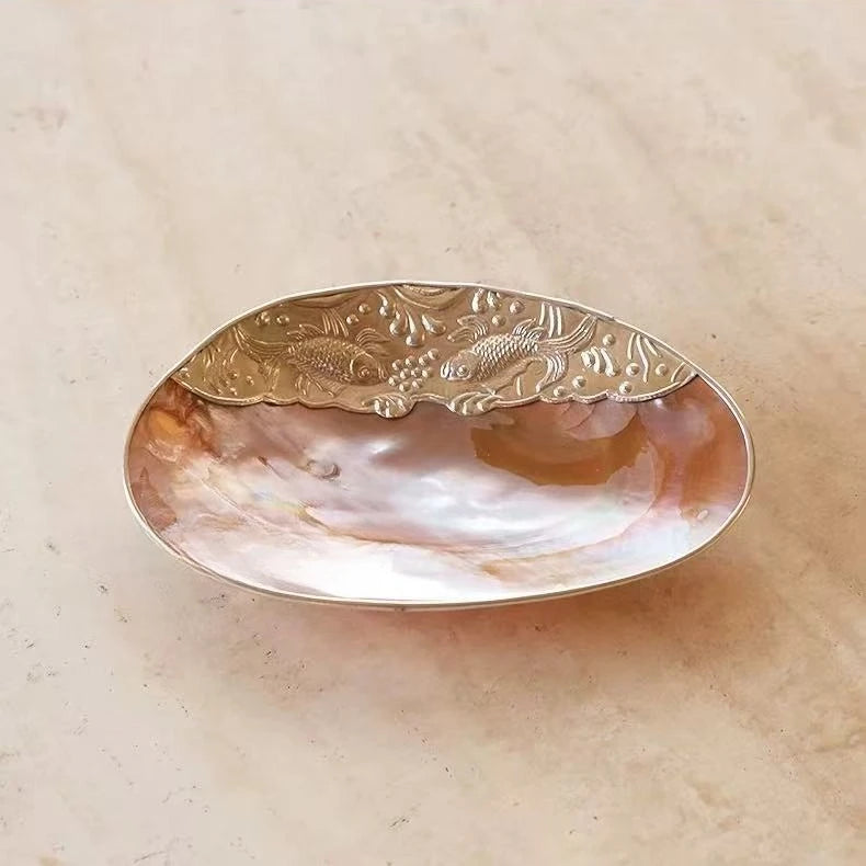 Handmade Retro Shell Tray Jewelry Dish Mother Of Pearl Ornament