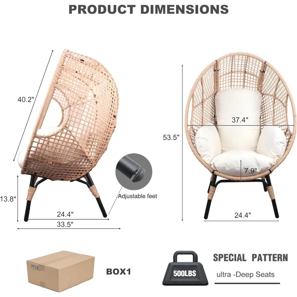 Wicker Egg Chair Rattan Indoor Outdoor Lounge With Cushion
