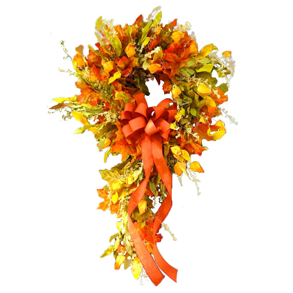 Thanksgiving Farmhouse Wreath Autumn Scene Decor Maple Leaf