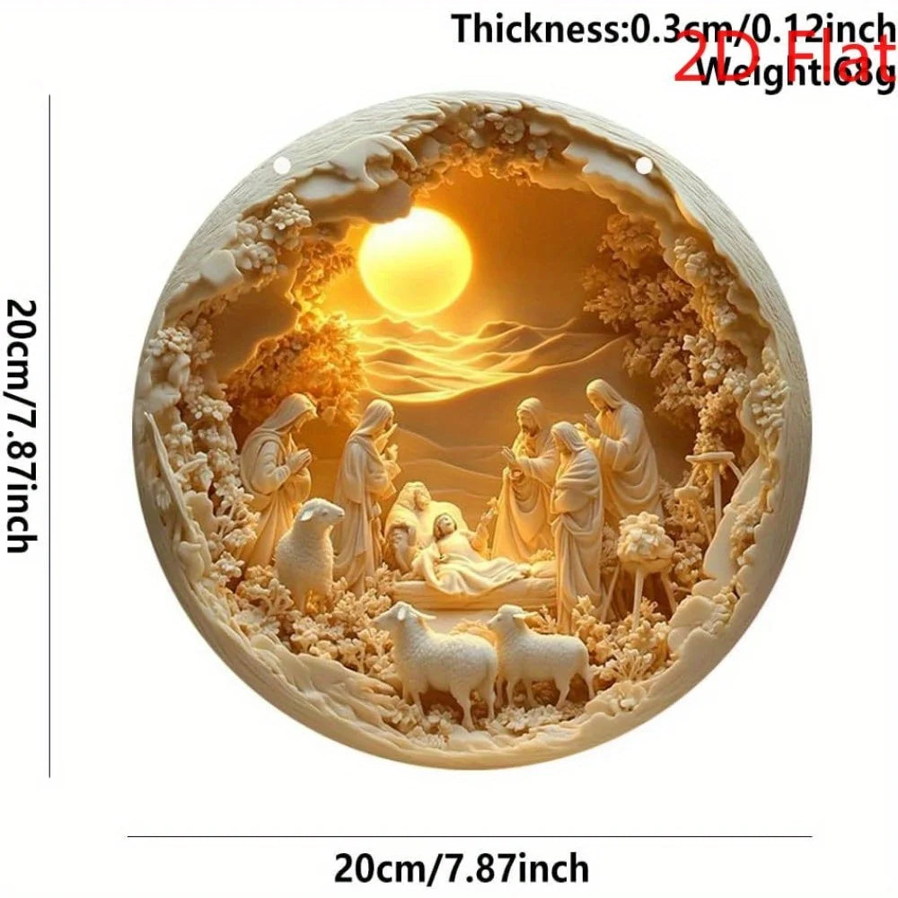 Elegant Handcrafted Bohemian Nativity Wall Hanging With Ornamental Floral Decorative