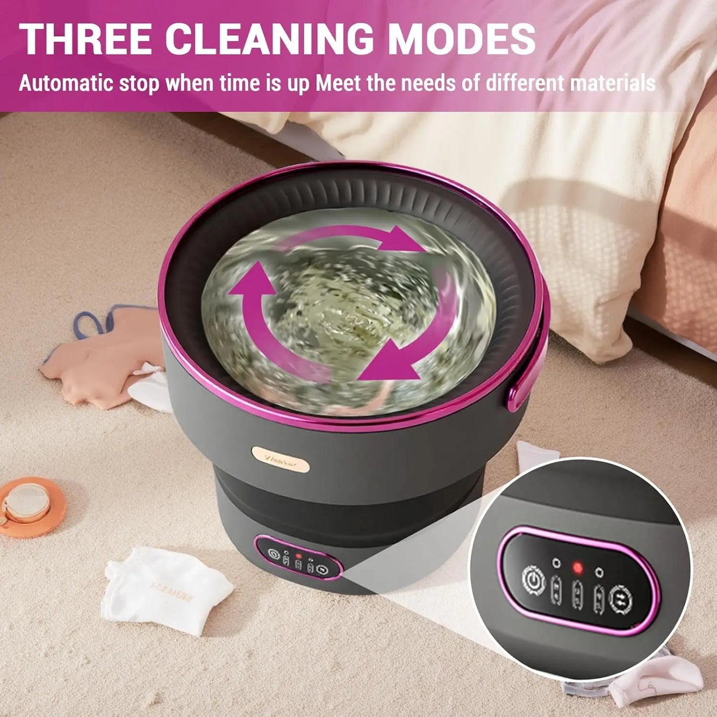 Portable Foldable Mini Washing Machine With Spin Basket Four Modes