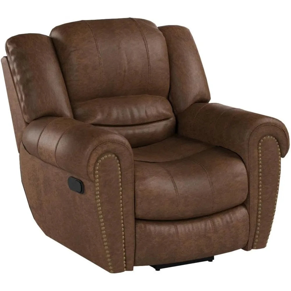 Leather Recliner Chair Traditional Manual Recliner For Living Room
