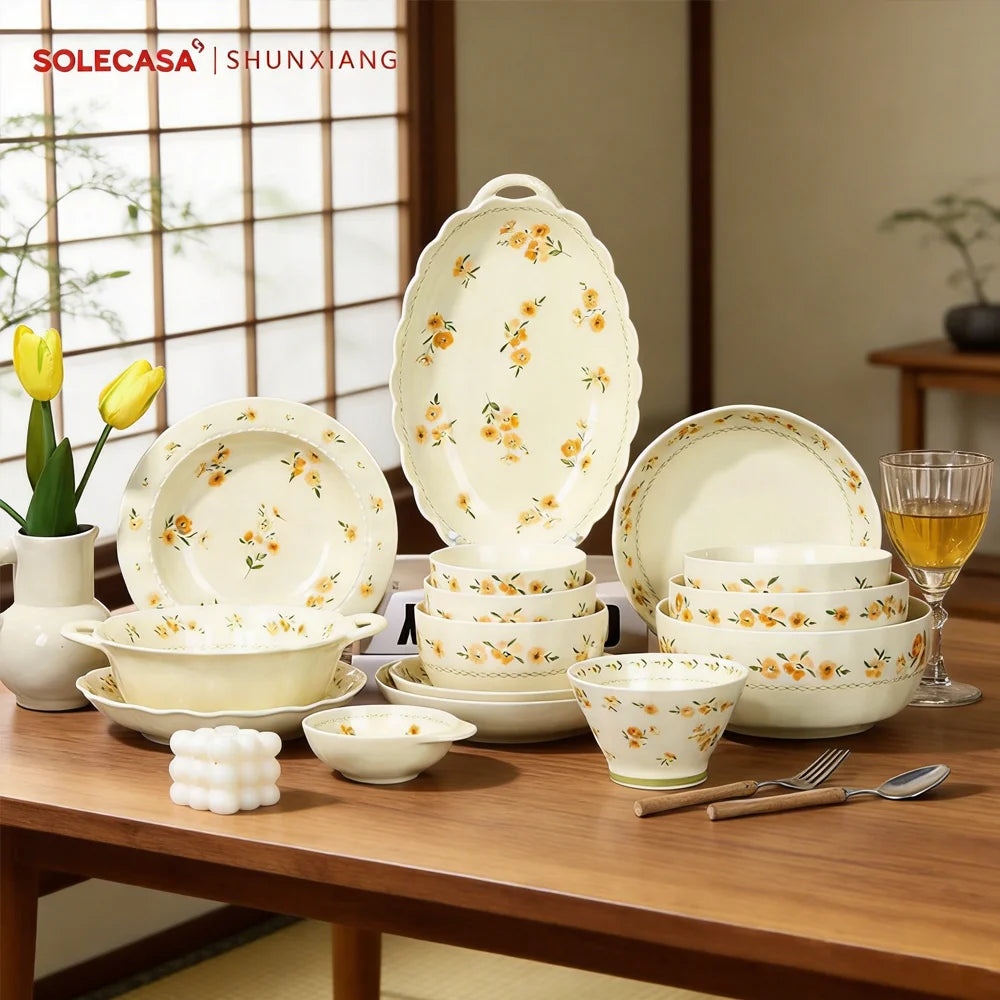 Shunxiang French Floral Ceramic Dinnerware Set