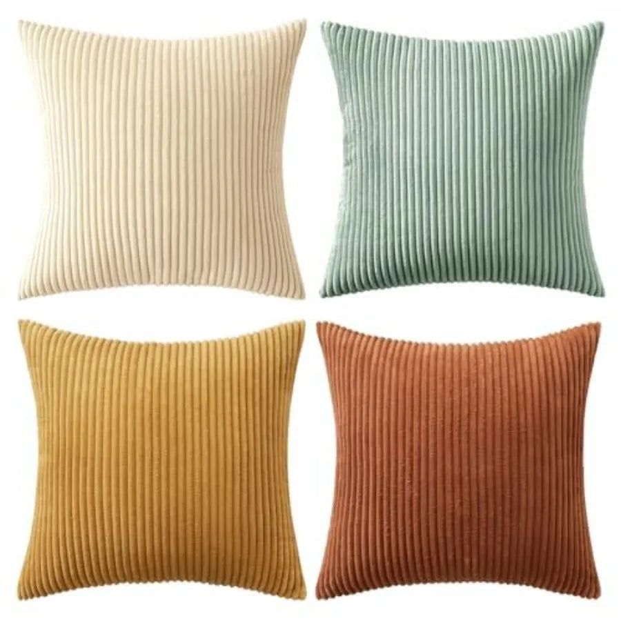 Boho Farmhouse Throw Pillow Cover Set Of 4 Corduroy Cushions