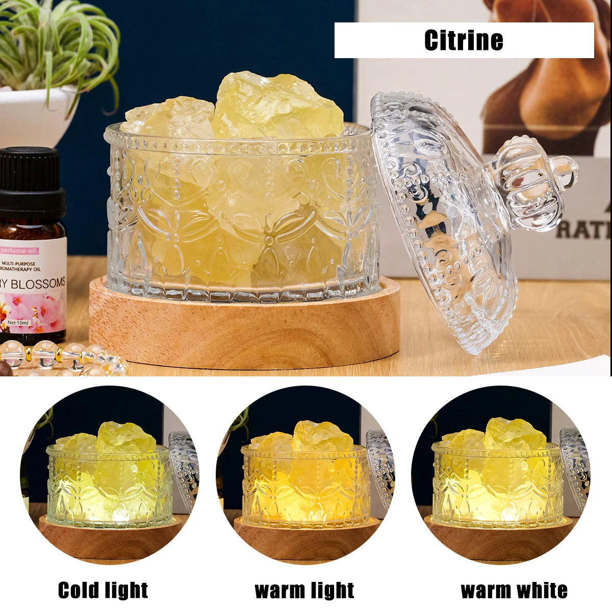 Natural Stone Crystal Set Box Bedside Table Ornaments Gift