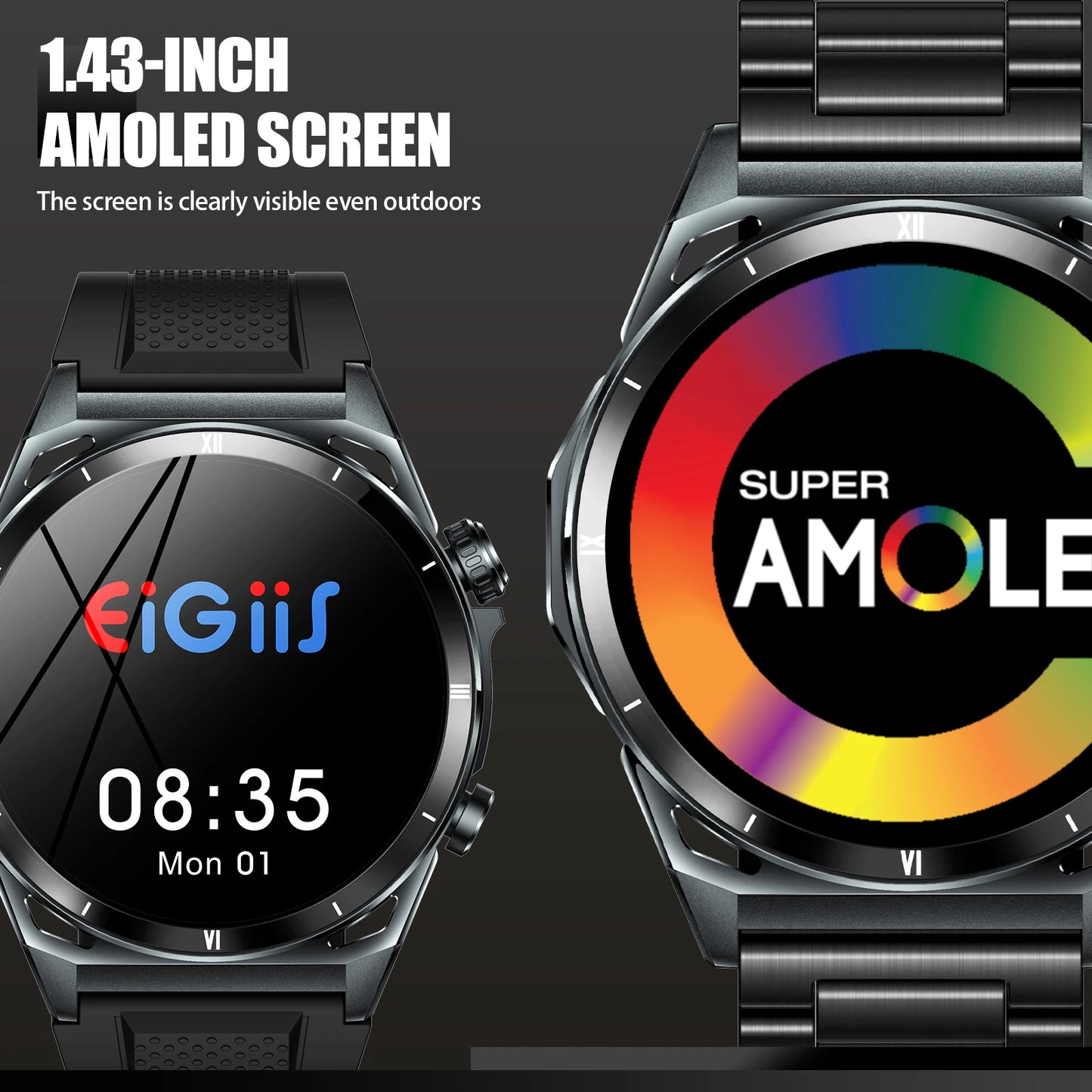 EIGIIS Smart Watch KE6 with AMOLED Display and Health Monitor