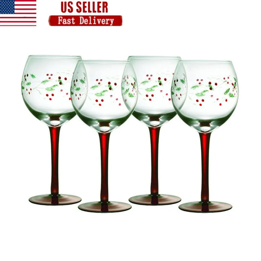 Handpainted Wine Goblet Set For Casual Holiday Entertaining