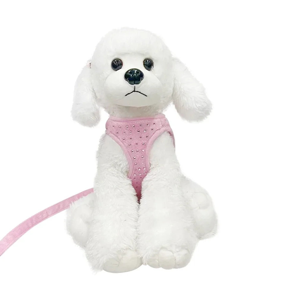Soft Breathable Dog Chest Harness with Diamond Decoration for Pets
