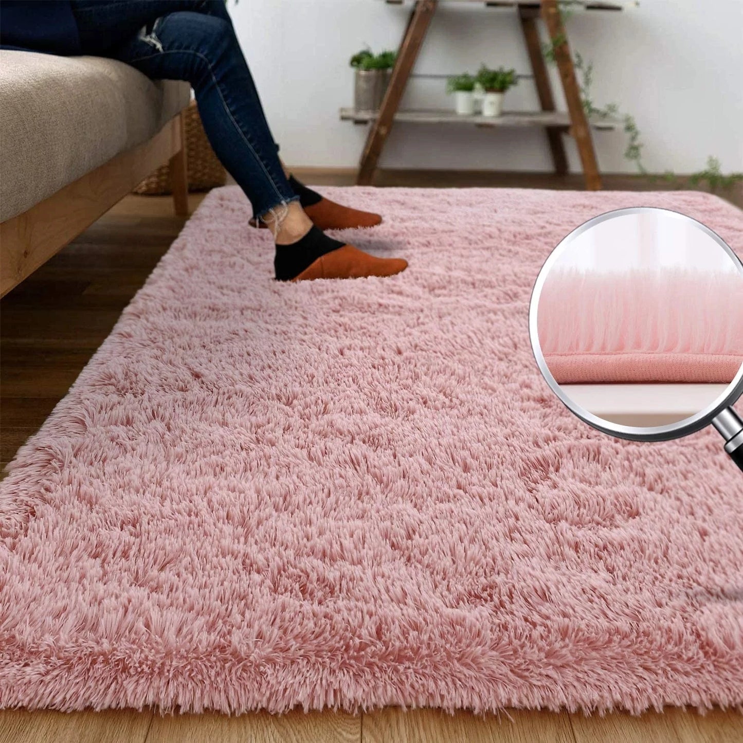 Fluffy Indoor Plush Soft Carpet Area Rug for Living Room Anti Skid Durable Rug for Girls Bedroom Kids Room