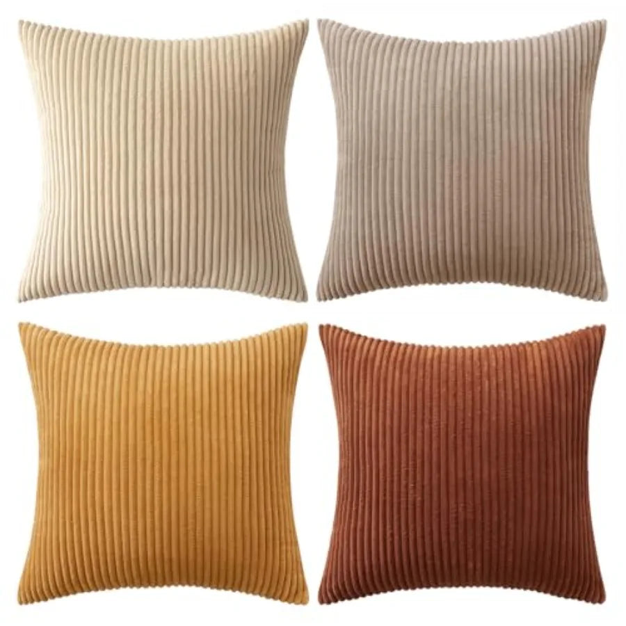 Boho Farmhouse Throw Pillow Cover Set Of 4 Corduroy Cushions