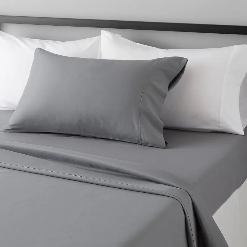 Lightweight Super Soft Easy Care Microfiber 3 Piece Bed Sheet Set With 14 Inch Deep Pockets Twin XL Dark Gray Solid