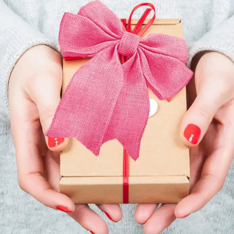 Four Roll Burlap Wired Ribbon for DIY Gifts Wrapping