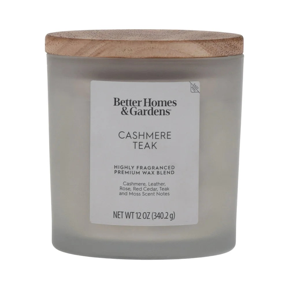Cashmere Teak Scented Candle In Frosted Glass Jar Decor