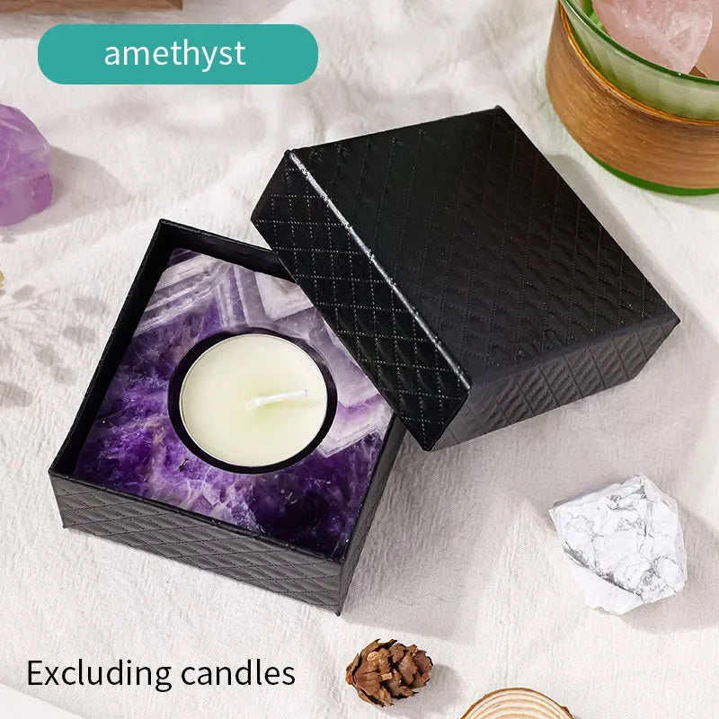 Natural Crystal Square Candlestick Scented Candle Holder