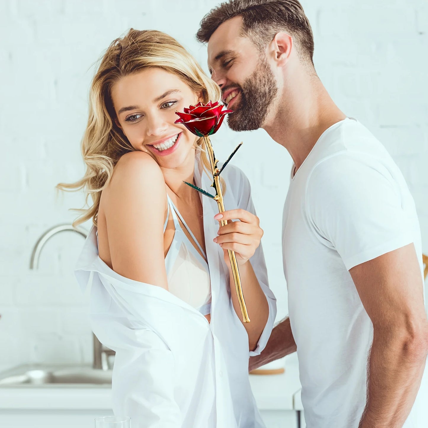 Lacquered Metal Rose Wedding Gift For Valentines Day