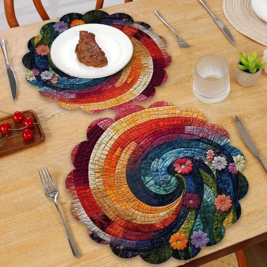 Six Piece Spiral Floral Placemats Set For Restaurant Table