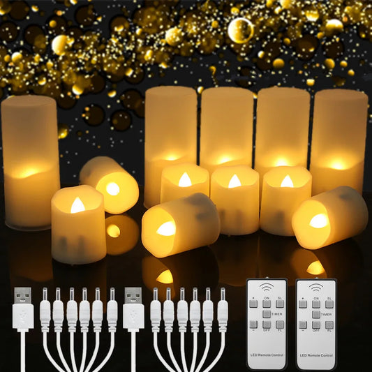 Rechargeable LED Candle Set With Timer And Flicker Flames