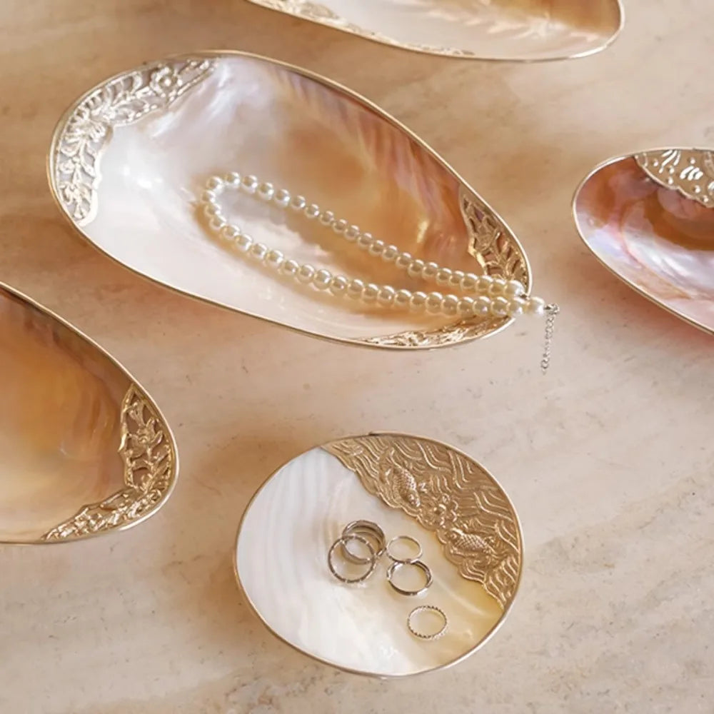 Handmade Retro Shell Tray Jewelry Dish Mother Of Pearl Ornament