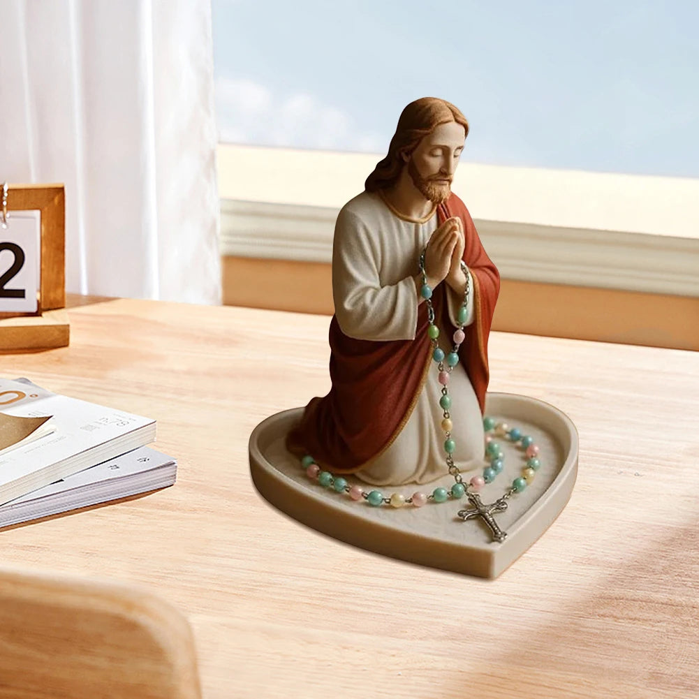 Virgin Mary Rosary Holder Statue Resin Our Lady Prayer Box