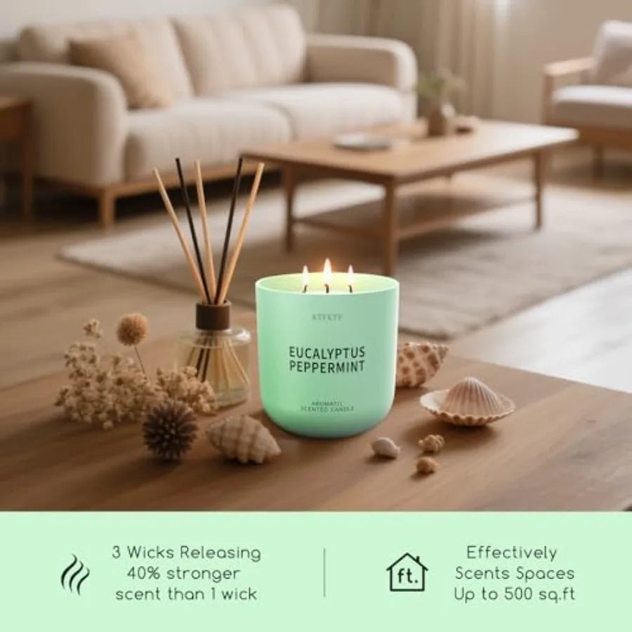 Eucalyptus Peppermint Scented Candle For Home Aromatherapy