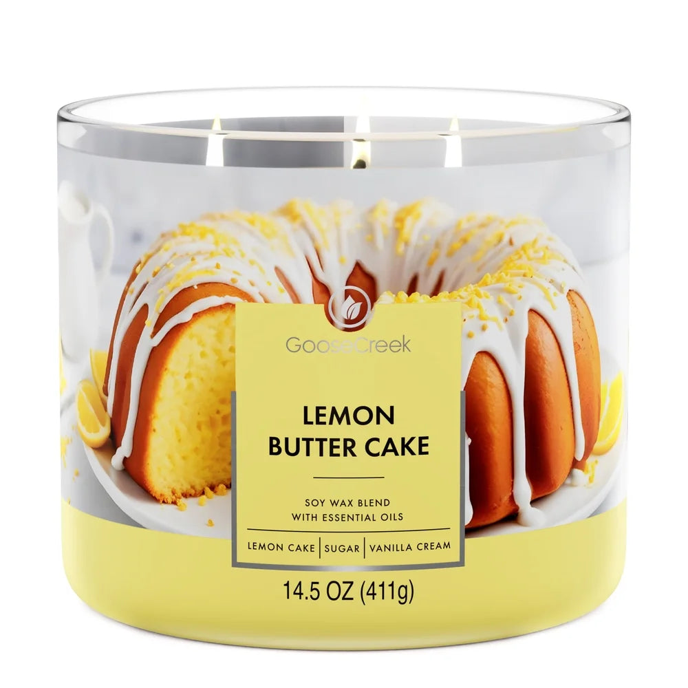 Three Wick Lemon Butter Cake Scented Jar Candle Home Fragrance
