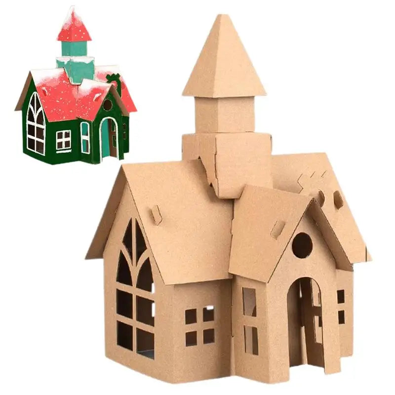 DIY Christmas Cardboard Gingerbread House Kit for Kids Fun