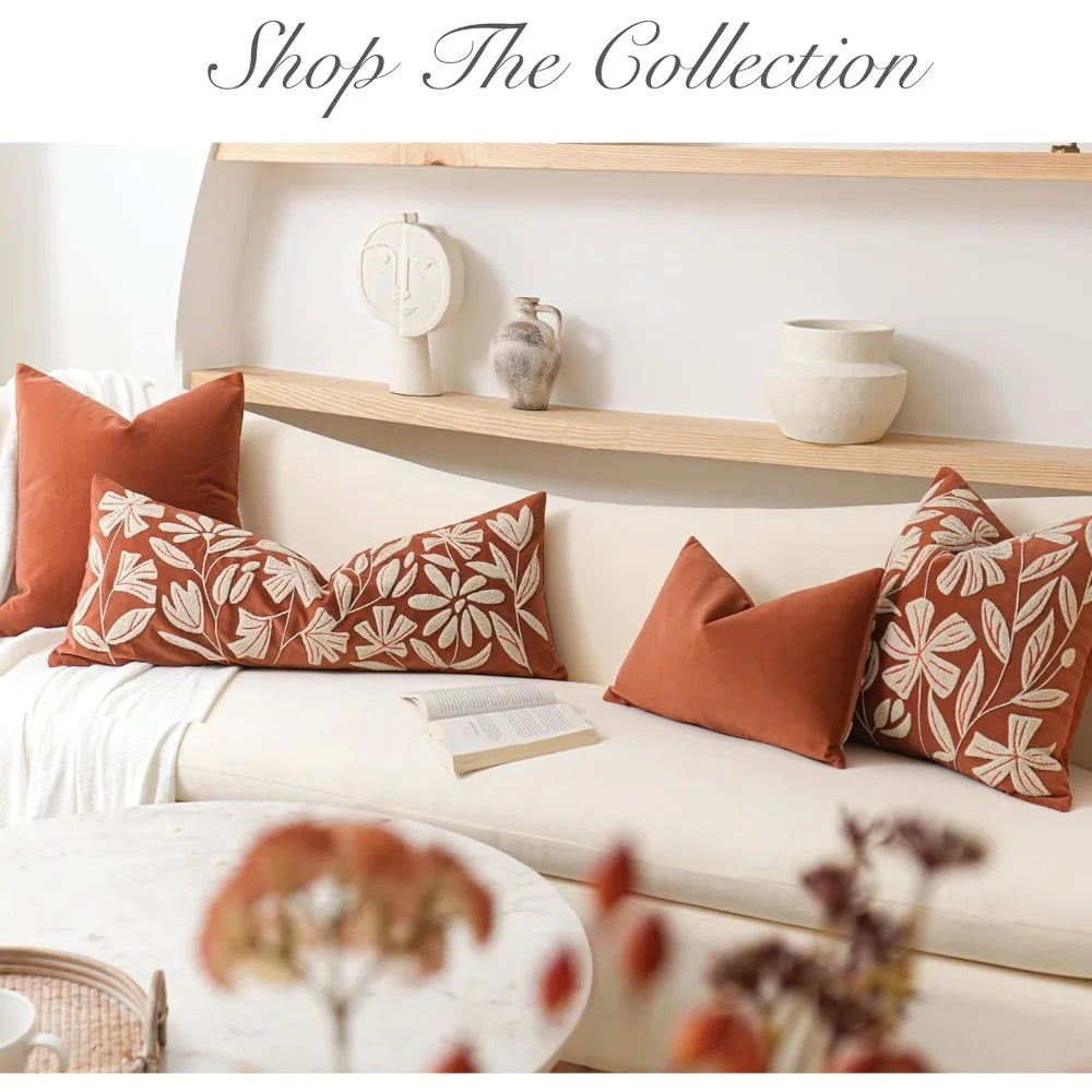 BlissBlush Velvet Fall Throw Pillow Cover Lumbar Farmhouse Decor